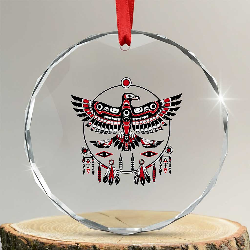 Thunderbird Native American Northwest Coast Art Crystal Glass Ornament TS11 Transparent Glass 3'' Circle Print Your Wear