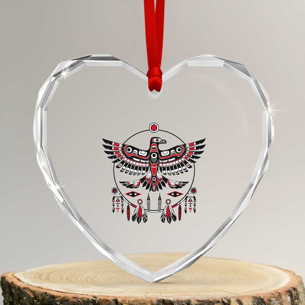 Thunderbird Native American Northwest Coast Art Heart Crystal Glass Ornament TS11 Transparent Glass 3'' Heart Print Your Wear