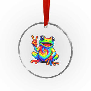 Tie-Dye Frog Peace Sign Hippie Crystal Glass Ornament Toad Trends Effect Printing TS10 Print Your Wear