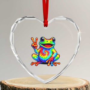 Tie-Dye Frog Peace Sign Hippie Heart Crystal Glass Ornament Toad Trends Effect Printing TS10 Transparent Glass 3'' Heart Print Your Wear