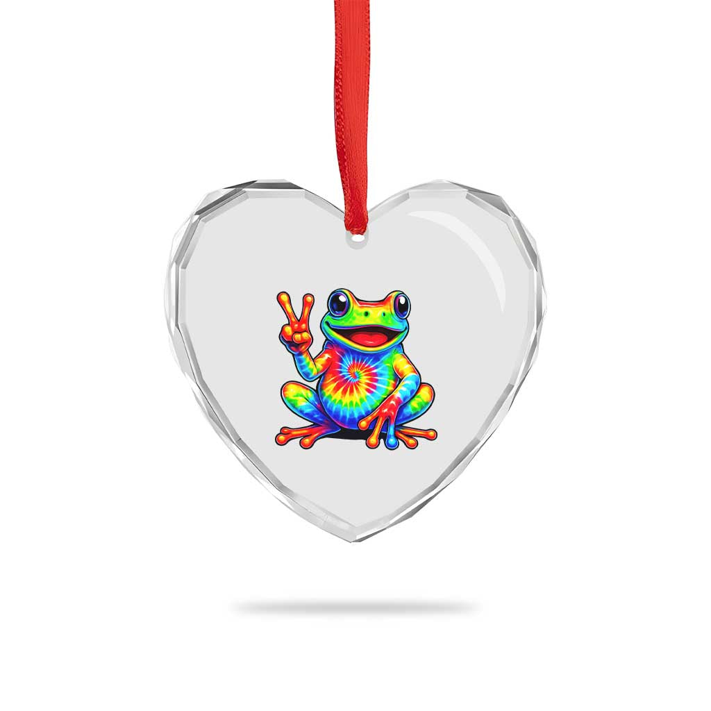 Tie-Dye Frog Peace Sign Hippie Heart Crystal Glass Ornament Toad Trends Effect Printing TS10 Print Your Wear