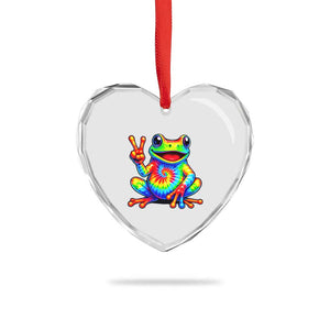 Tie-Dye Frog Peace Sign Hippie Heart Crystal Glass Ornament Toad Trends Effect Printing TS10 Print Your Wear