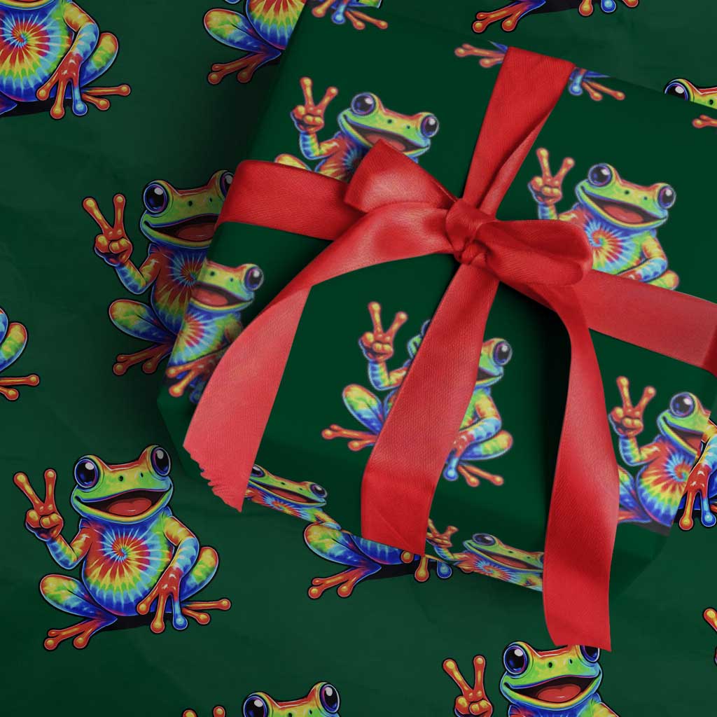 Tie-Dye Frog Peace Sign Hippie Wrapping Paper Roll Toad Trends Effect Printing TS10 Green Print Your Wear