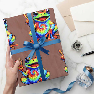 Tie-Dye Frog Peace Sign Hippie Wrapping Paper Roll Toad Trends Effect Printing TS10 Mocha Print Your Wear