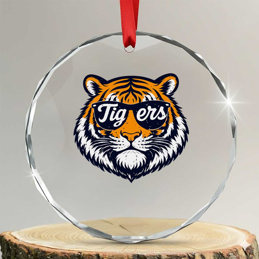 Tiger Face Crystal Glass Ornament Vintage Sports Name TS10 Transparent Glass 3'' Circle Print Your Wear