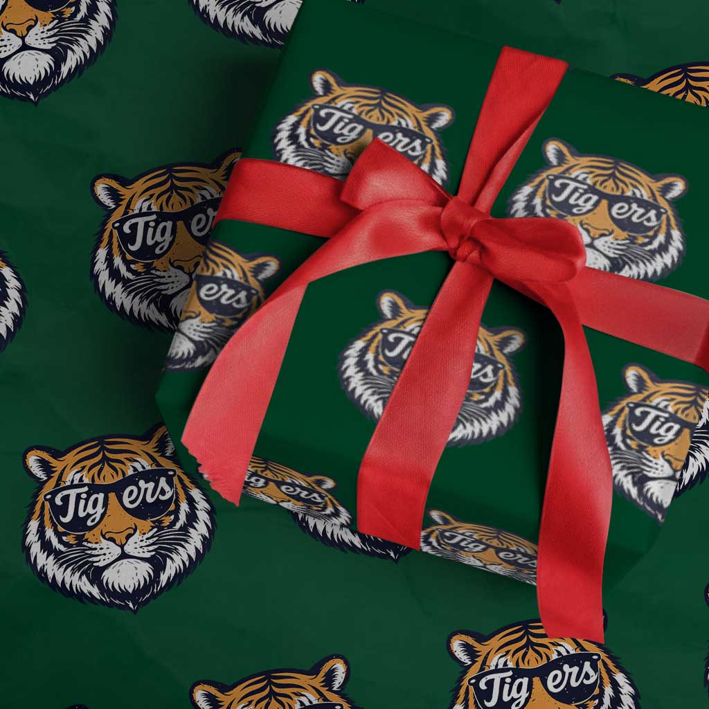 Tiger Face Wrapping Paper Roll Vintage Sports Name TS10 Green Print Your Wear