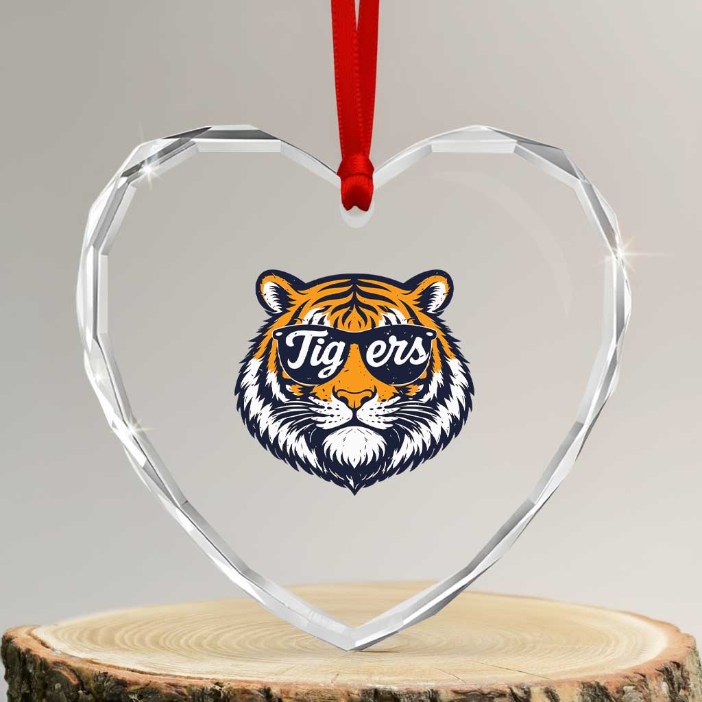 Tiger Face Heart Crystal Glass Ornament Vintage Sports Name TS10 Transparent Glass 3'' Heart Print Your Wear
