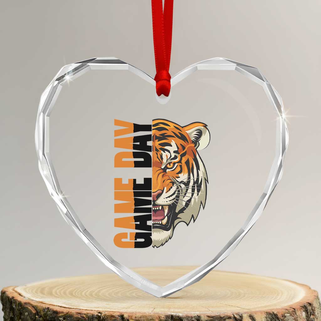 Tiger Football Lover Heart Crystal Glass Ornament Game Day Fan Lifestyle TS12 Transparent Glass 3'' Heart Print Your Wear