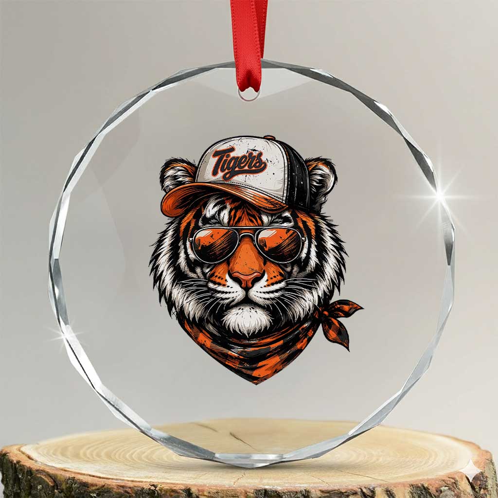 Tiger Mascot Crystal Glass Ornament Vintage Sports Name TS10 Transparent Glass 3'' Circle Print Your Wear