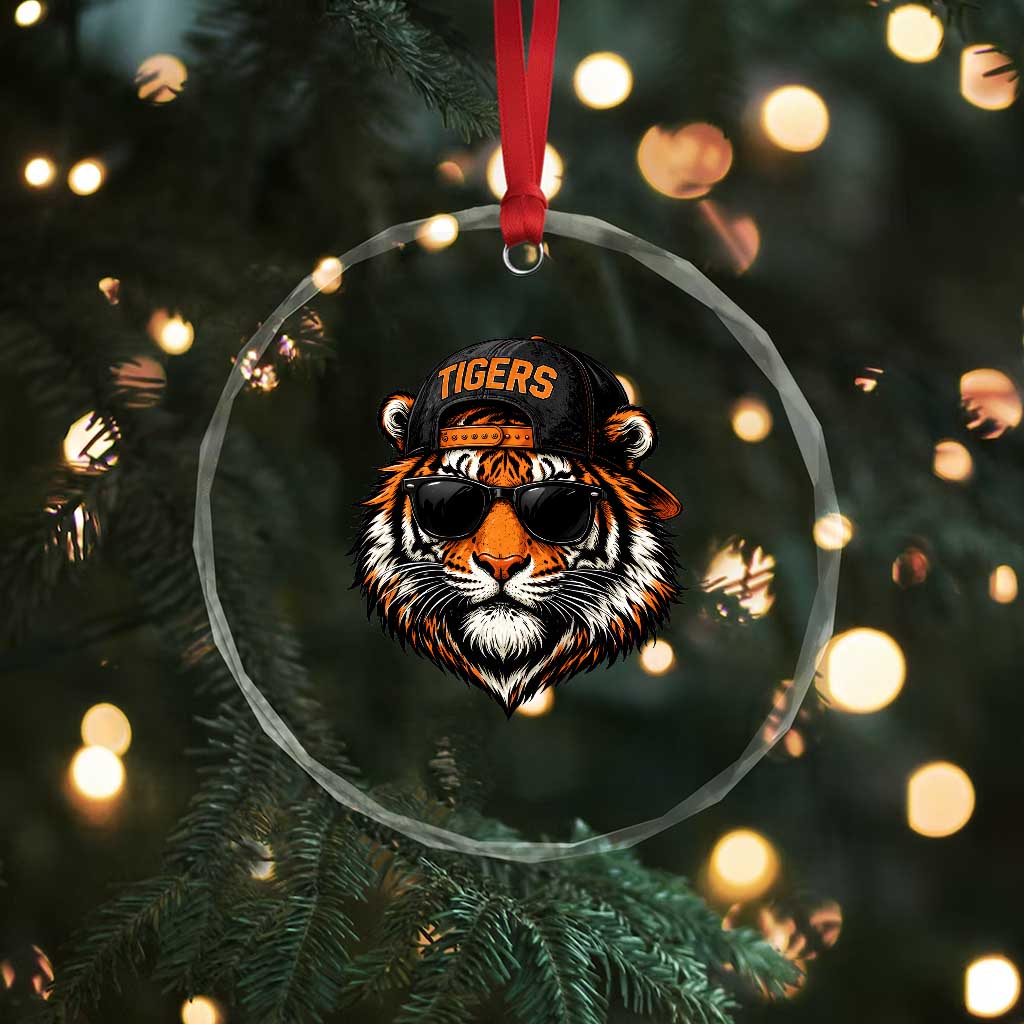 Tiger Mascot Crystal Glass Ornament Vintage Sports Name Baseball Cap Sunglasses TS10 Print Your Wear