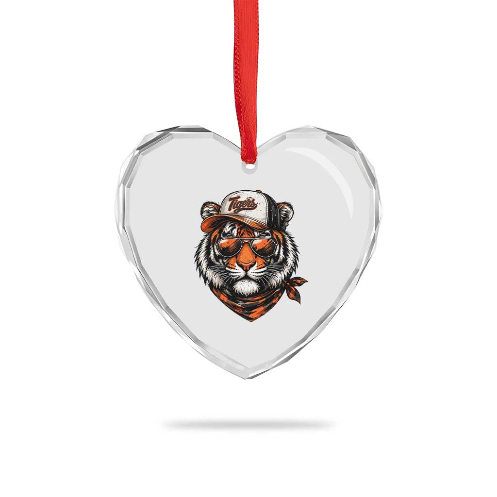 Tiger Mascot Heart Crystal Glass Ornament Vintage Sports Name TS10 Print Your Wear