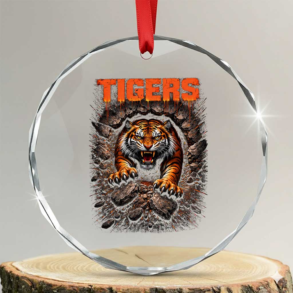 Tiger Sports Name Crystal Glass Ornament Vintage Distressed Baseball Fans TS10 Transparent Glass 3'' Circle Print Your Wear