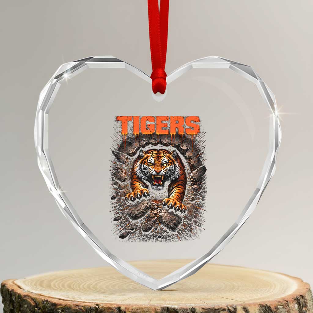 Tiger Sports Name Heart Crystal Glass Ornament Vintage Distressed Baseball Fans TS10 Transparent Glass 3'' Heart Print Your Wear