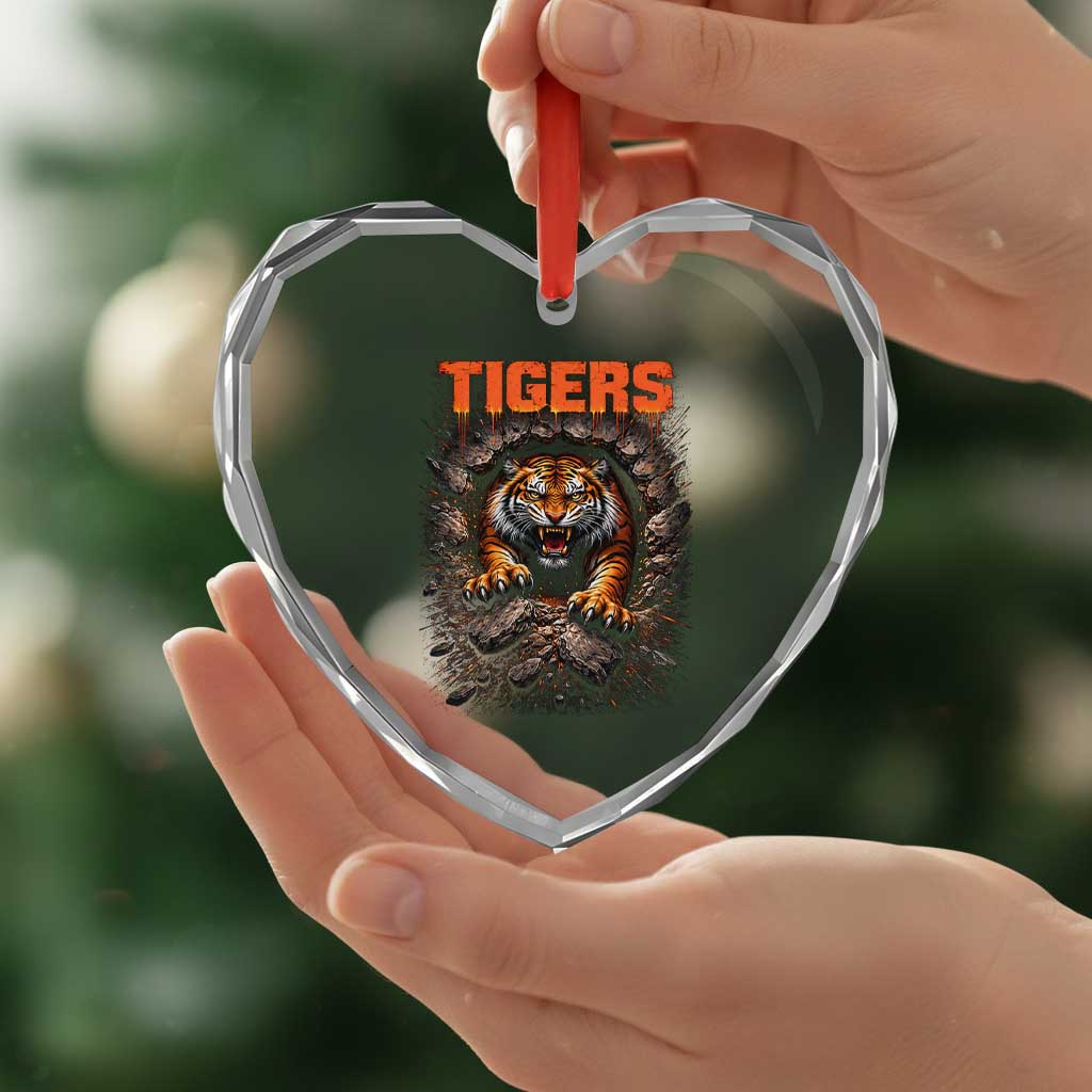Tiger Sports Name Heart Crystal Glass Ornament Vintage Distressed Baseball Fans TS10 Print Your Wear