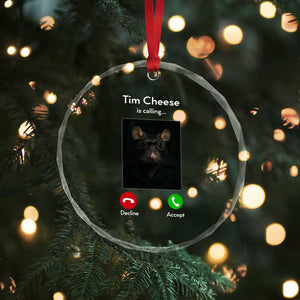Tim Cheese Is Calling Crystal Glass Ornament Funny Decline Or Accept Meme TS02 Print Your Wear