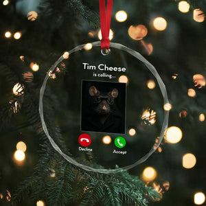Tim Cheese Is Calling Crystal Glass Ornament Funny Decline Or Accept Meme TS02 Print Your Wear