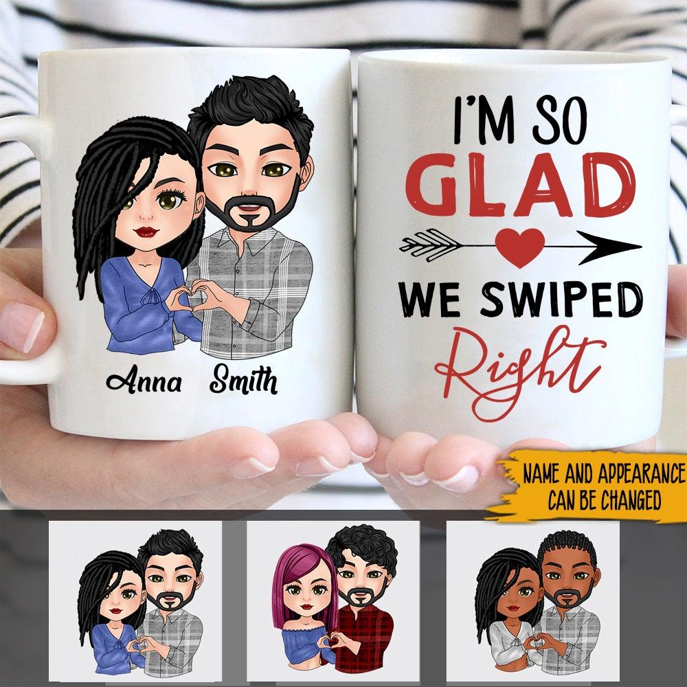 Personalized Tinder Couple Mug So Glad We Swiped Right CTM One Size 11oz size Custom - Printyourwear