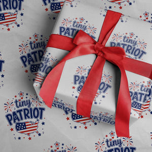 Tiny Patriot 4th of July Fireworks Wrapping Paper Roll USA Map American Flag Red White and Blue Patriotic Holiday