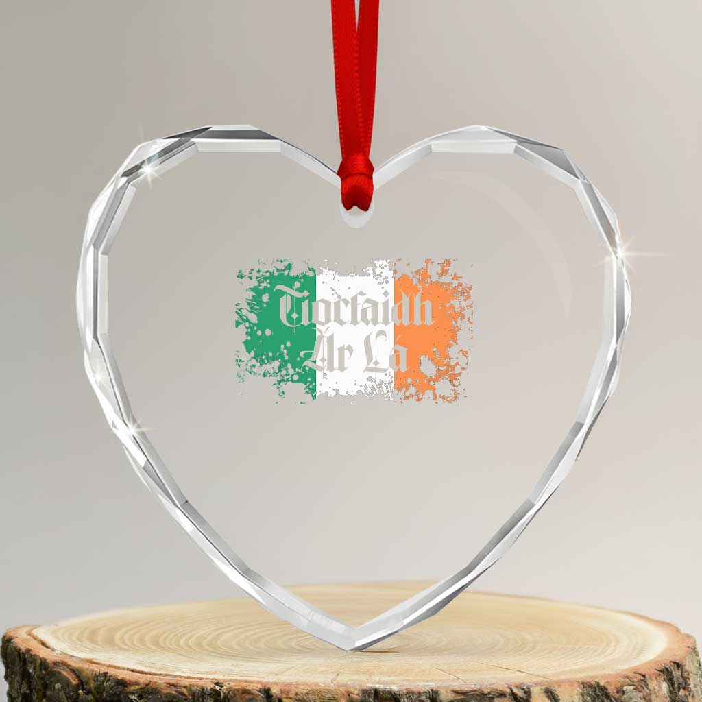 Tiocfaidh Ar La Heart Crystal Glass Ornament Vintage Irish Ireland Flag TS11 Transparent Glass 3'' Heart Print Your Wear