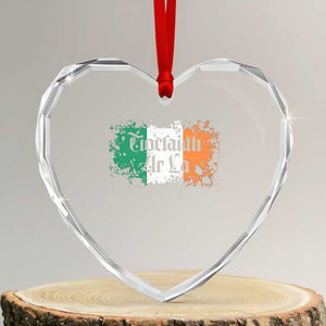 Tiocfaidh Ar La Heart Crystal Glass Ornament Vintage Irish Ireland Flag TS11 Transparent Glass 3'' Heart Print Your Wear