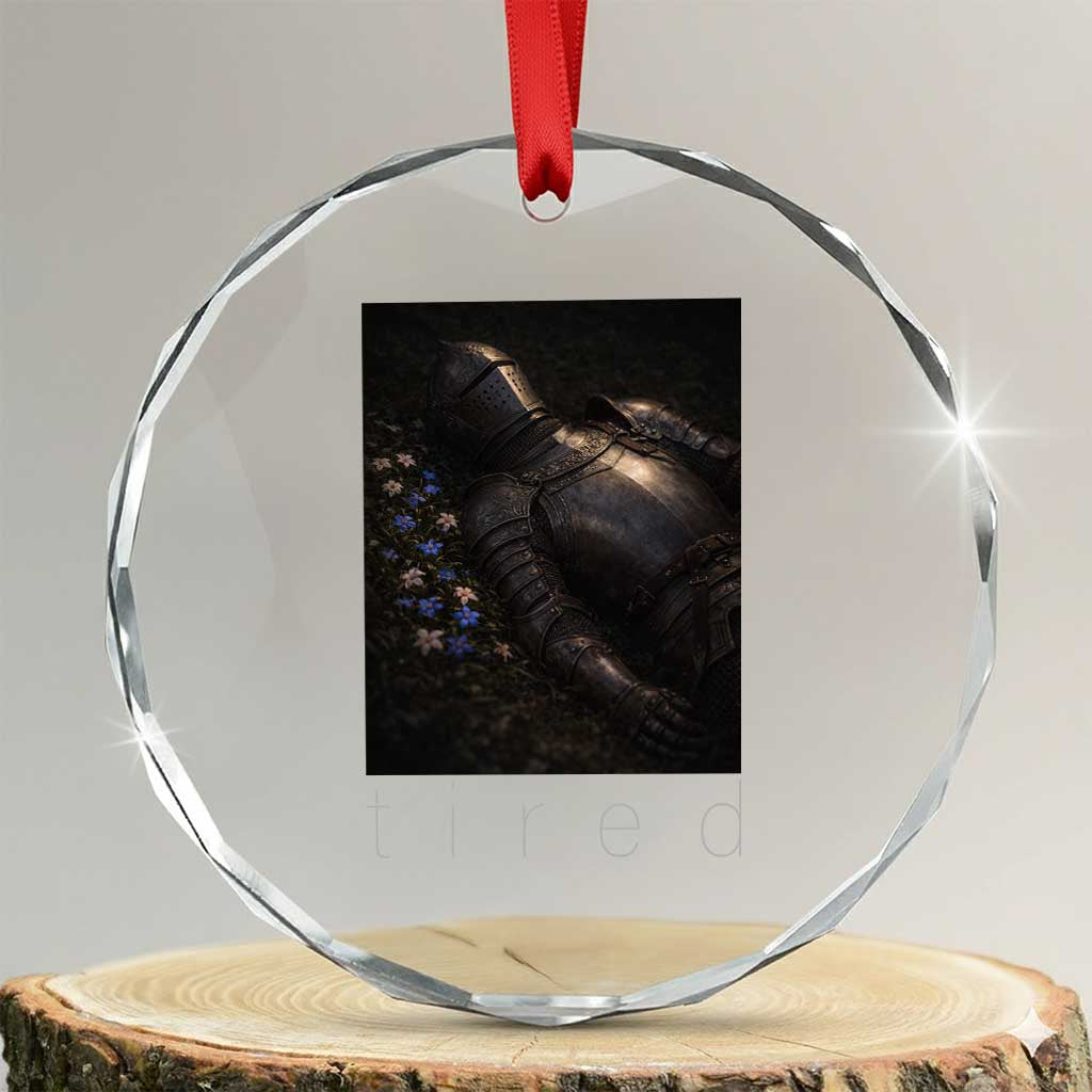 Tired Knight Crystal Glass Ornament Gothic Medieval Fantasy TS10 Transparent Glass 3'' Circle Print Your Wear