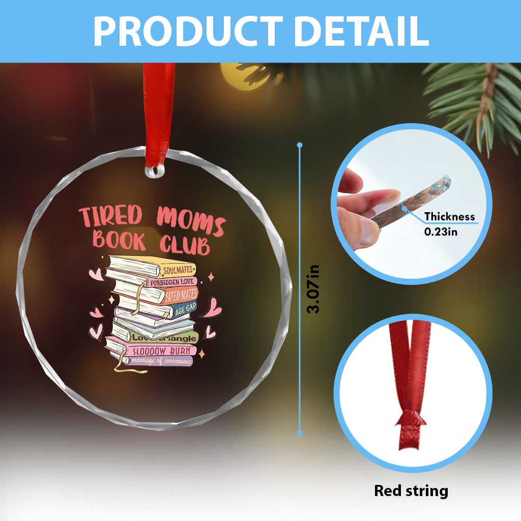 Tired Moms Book Club Crystal Glass Ornament Funny Bookish TS14 Print Your Wear