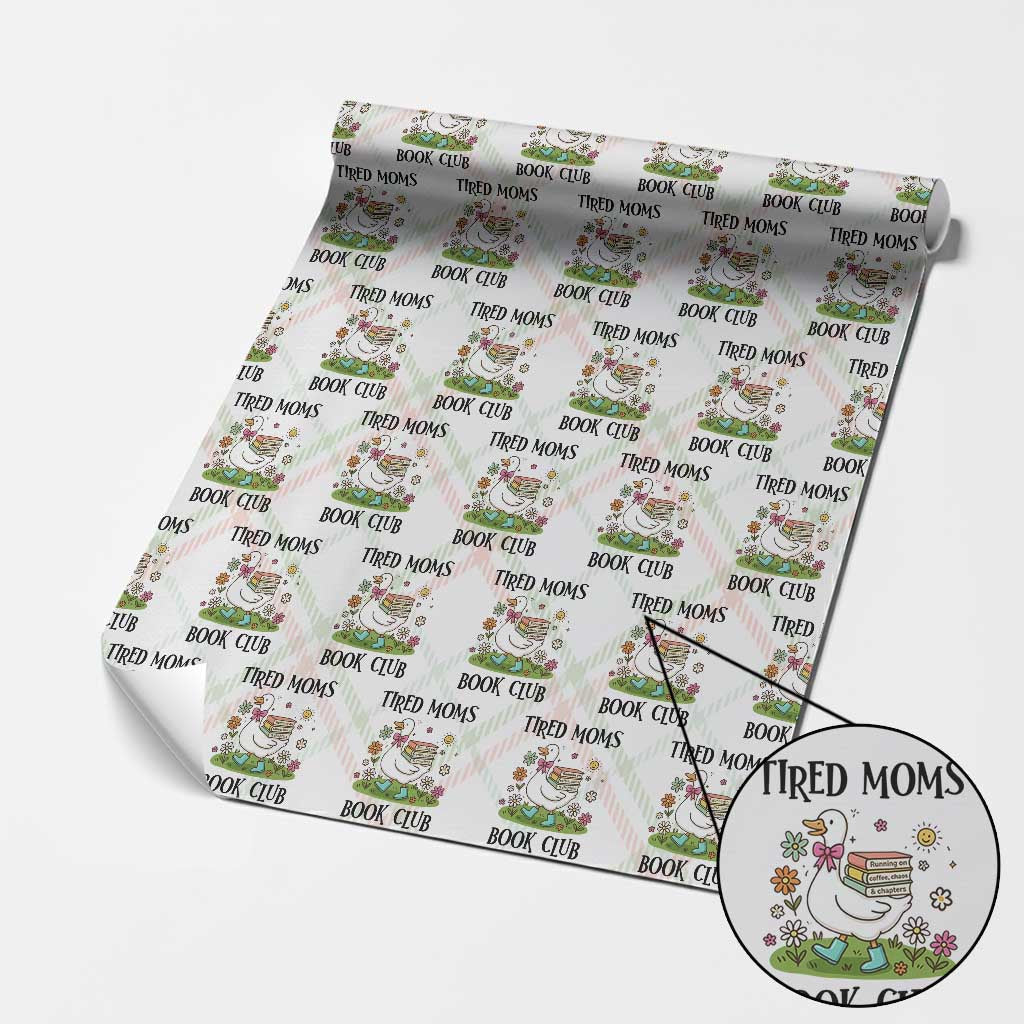 Tired Moms Book Club Wrapping Paper Roll Silly Goose Mama Bookish Reader Gift TS14 Christmas Plaid Print Your Wear