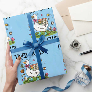 Tired Moms Book Club Wrapping Paper Roll Silly Goose Mama Bookish Reader Gift TS14 Light Blue Print Your Wear