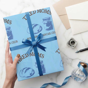 Tired Moms Sourdough Socail Club Wrapping Paper Roll Funny Baking Baker Humor TS14 Light Blue Print Your Wear