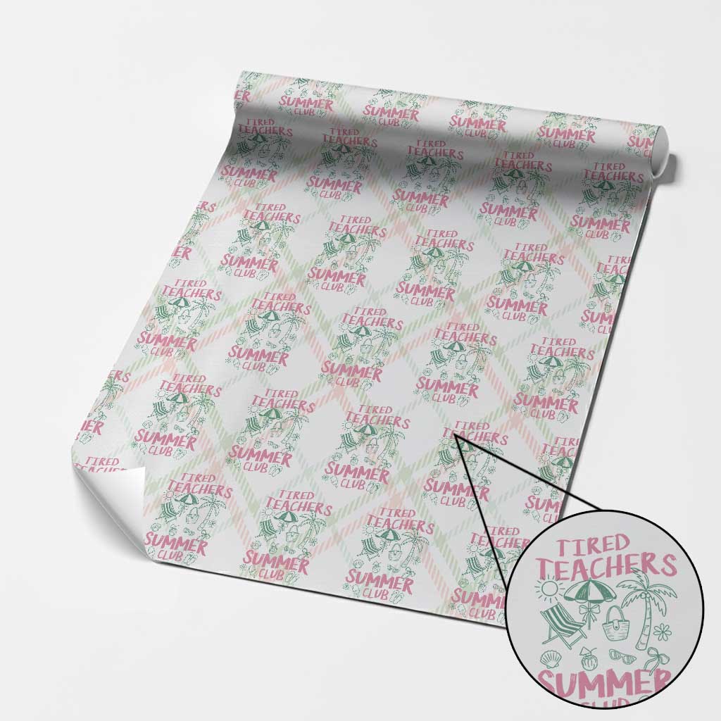 Tired Teachers Summer Club Wrapping Paper Roll Funny Retro Teacher Summer Vacation