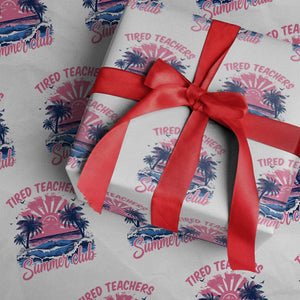 Tired Teachers Summer Club Wrapping Paper Roll Retro Mama Summer Beach Vacation Gift