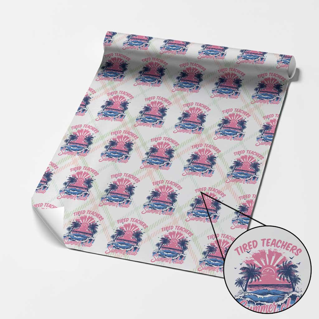 Tired Teachers Summer Club Wrapping Paper Roll Retro Mama Summer Beach Vacation Gift