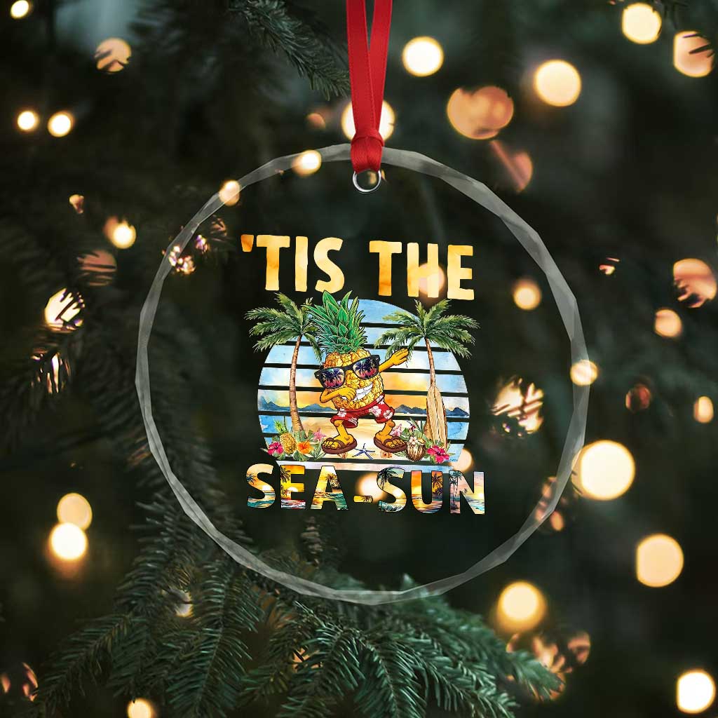 Tis The Sea Sun Crystal Glass Ornament Dabbing Pineapple Summer Vacation Gift