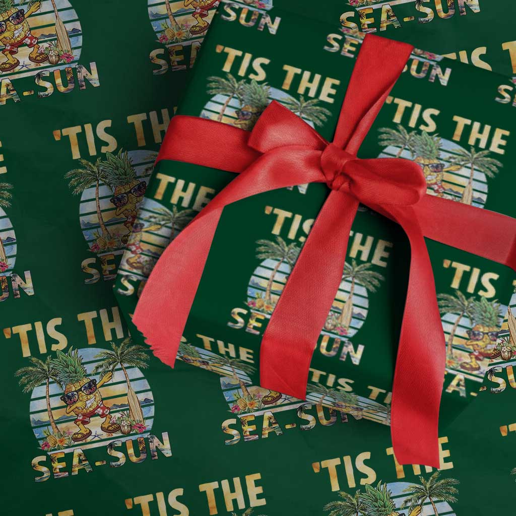 Tis The Sea Sun Wrapping Paper Roll Dabbing Pineapple Summer Vacation Gift