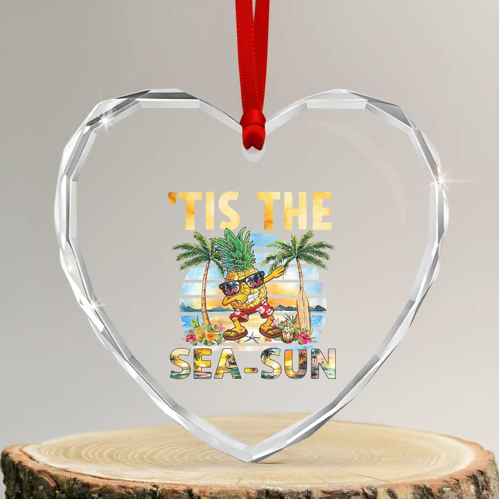 Tis The Sea Sun Heart Crystal Glass Ornament Dabbing Pineapple Summer Vacation Gift