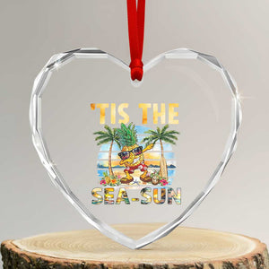 Tis The Sea Sun Heart Crystal Glass Ornament Dabbing Pineapple Summer Vacation Gift