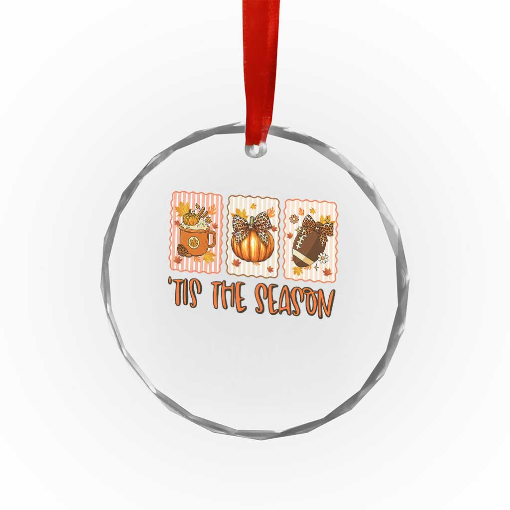 Tis The Season Fall Thanksgiving Crystal Glass Ornament American Football Pumpkin Postage Stamps TS11 Print Your Wear