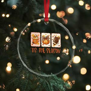 Tis The Season Fall Thanksgiving Crystal Glass Ornament American Football Pumpkin Postage Stamps TS11 Print Your Wear