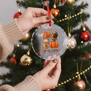 Tis The Season Fall Thanksgiving Crystal Glass Ornament Retro Coquette Bow American Football Pumpkin TS11 Print Your Wear