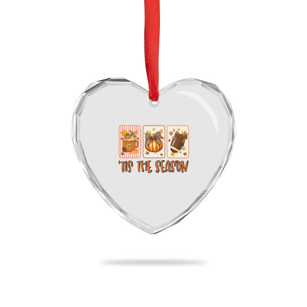 Tis The Season Fall Thanksgiving Heart Crystal Glass Ornament American Football Pumpkin Postage Stamps TS11 Print Your Wear