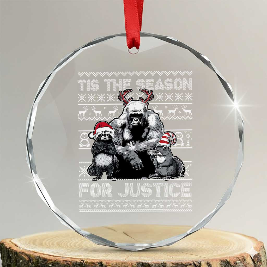 Tis The Season For Justice Crystal Glass Ornament Harambe Peanut Fred Xmas TS11 Transparent Glass 3'' Circle Print Your Wear