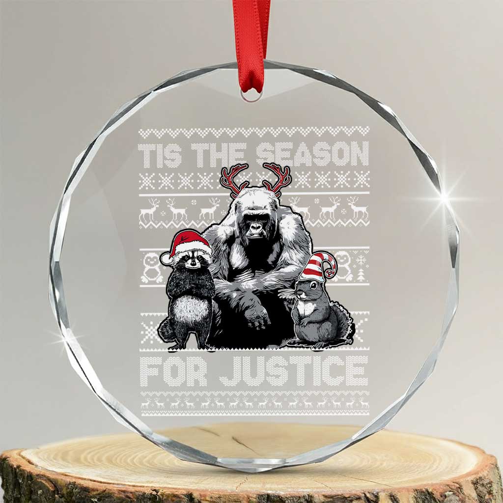 Tis The Season For Justice Crystal Glass Ornament Harambe Peanut Fred Xmas TS11 Transparent Glass 3'' Circle Print Your Wear