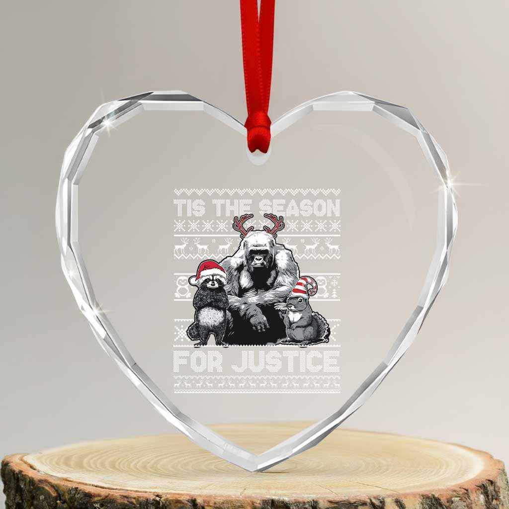 Tis The Season For Justice Heart Crystal Glass Ornament Harambe Peanut Fred Xmas TS11 Transparent Glass 3'' Heart Print Your Wear