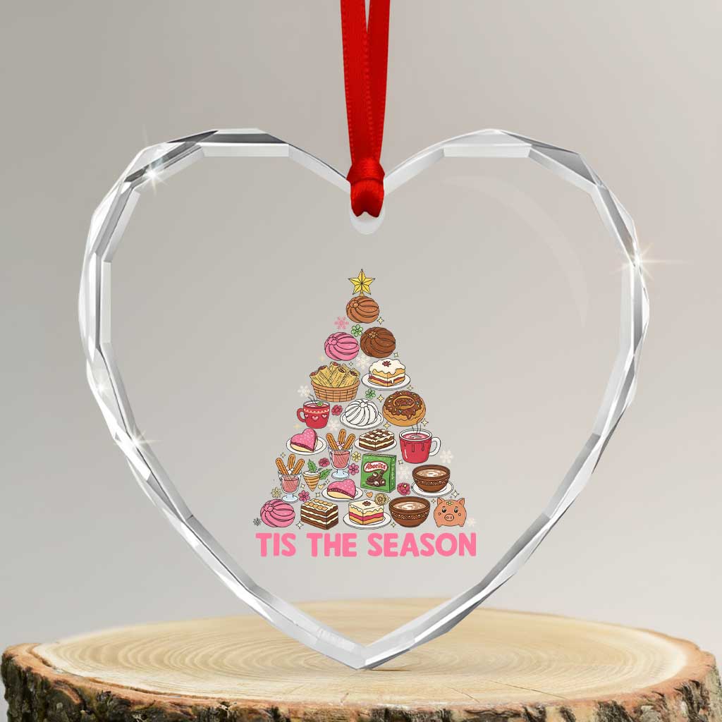 Tis The Season Mexican Christmas Heart Crystal Glass Ornament TS14 Transparent Glass 3'' Heart Print Your Wear
