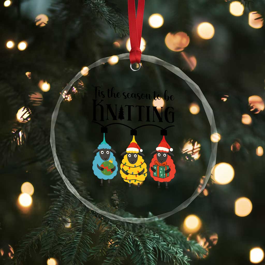 Tis The Season To Be Knitting Crystal Glass Ornament Christmas Gift TS12 Print Your Wear