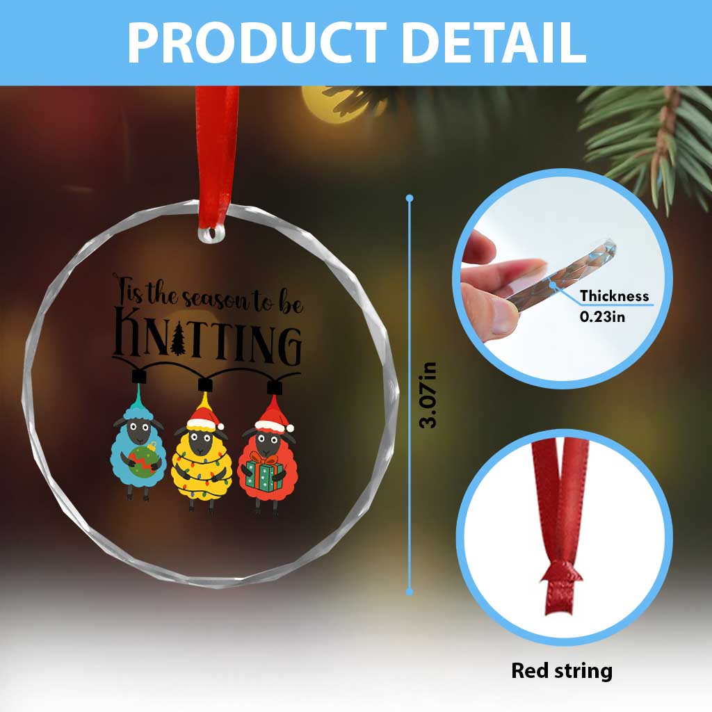 Tis The Season To Be Knitting Crystal Glass Ornament Christmas Gift TS12 Print Your Wear