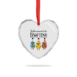 Tis The Season To Be Knitting Heart Crystal Glass Ornament Christmas Gift TS12 Print Your Wear