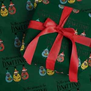 Tis The Season To Be Knitting Wrapping Paper Roll Xmas Gift TS12 Green Print Your Wear