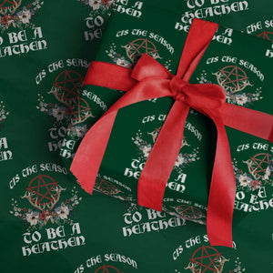 Tis The Season To Be The Heathen Wrapping Paper Roll Pagan Christmas Yule Holiday Pentagram TS11 Green Print Your Wear