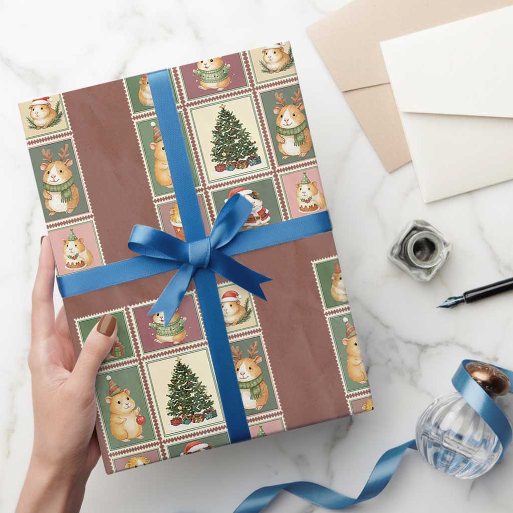 Tis The Season To Be Wheeky Wrapping Paper Roll Christmas Guinea Pig Gift TS12 Mocha Print Your Wear